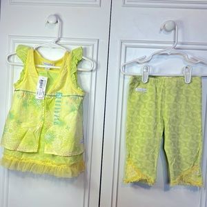 Naartjie sz 18/24 yellow split bodice lawn tunic and pants plus bonus set